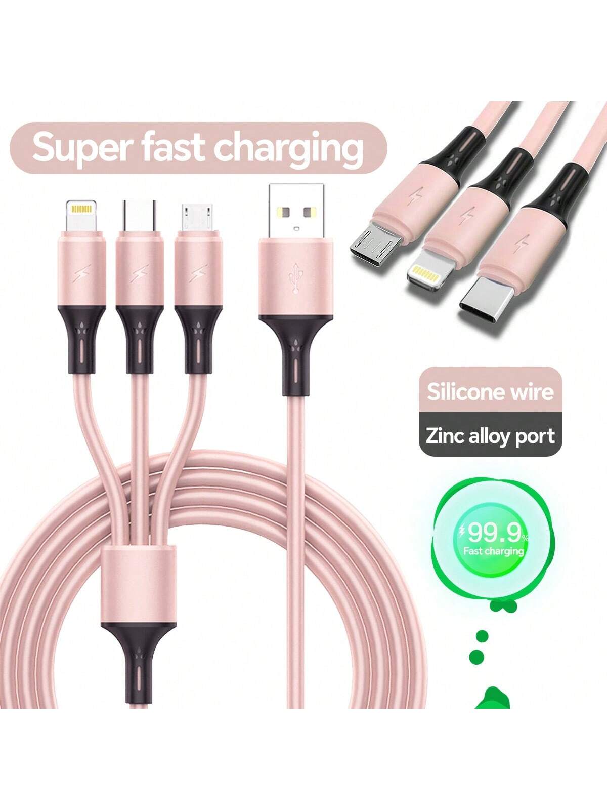3-In-1 Usb-C Charging Cable (Apple MFi Certification), USB-C Android Compatible With Iphone 14/13/12/11/S24/S23/S22/S21, Universal Efficient Charging Adapter-Data Transmission Is Not Supported