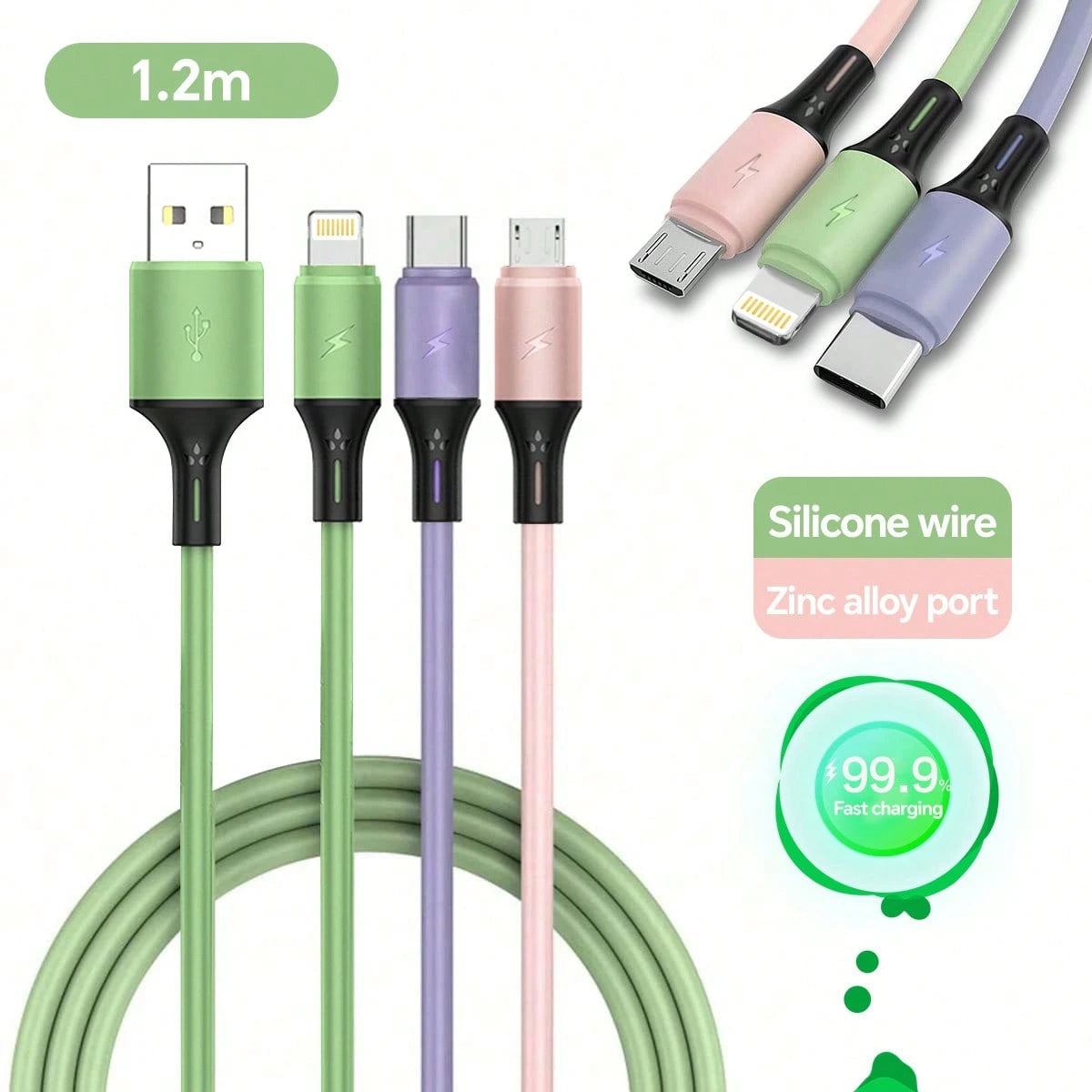 3-In-1 Usb-C Charging Cable (Apple MFi Certification), USB-C Android Compatible With Iphone 14/13/12/11/S24/S23/S22/S21, Universal Efficient Charging Adapter-Data Transmission Is Not Supported