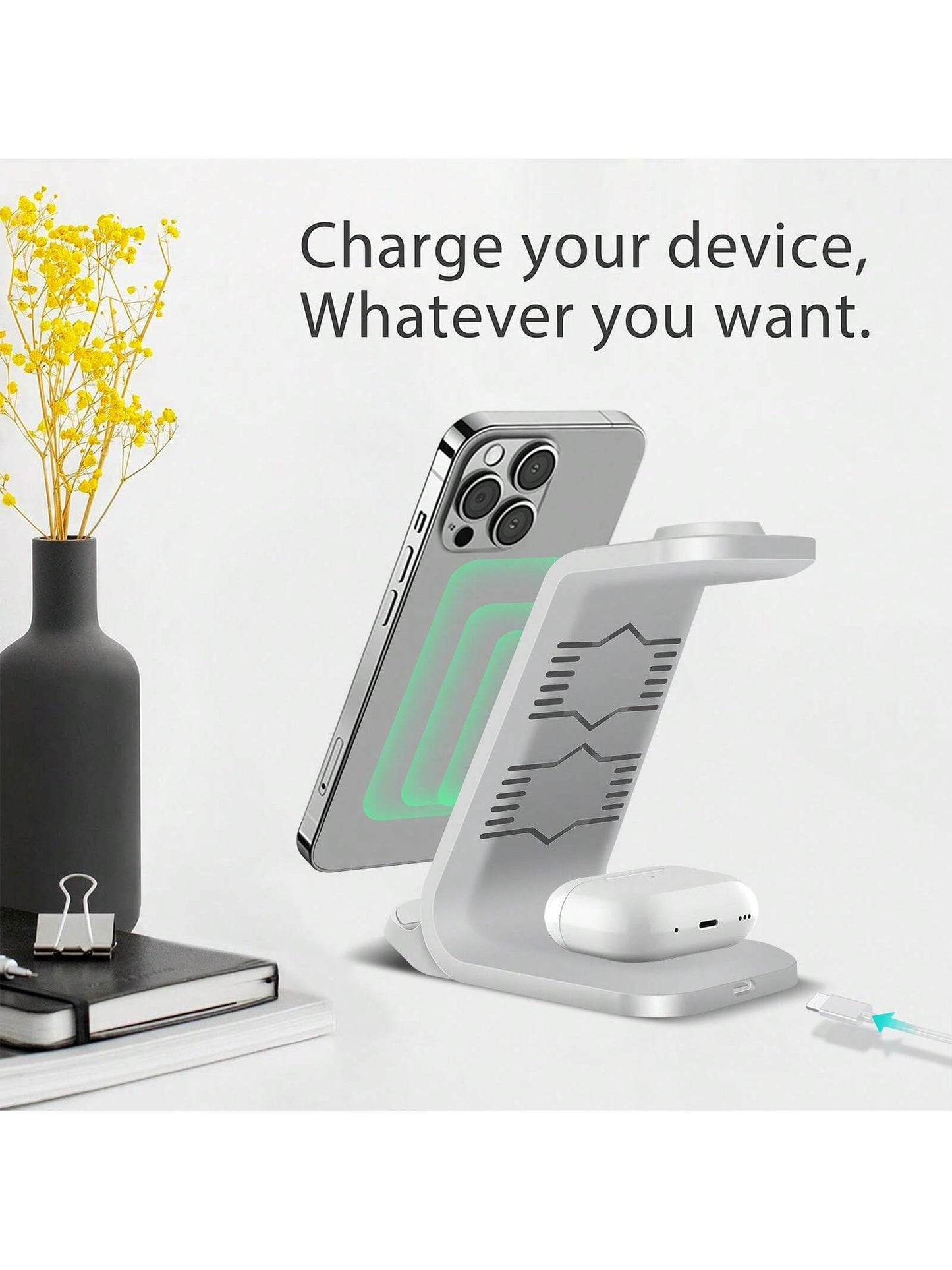 3 In 1 Wireless Charger Fast Charging Dock Multifunctional Charging Station Compatible With IPhone 17 16 15 14 13 12 11 Pro/Max/Plus Compatible With Apple Watch Ultra 11 SE 10 9 8 7 6 5 4 3 2 Compatib