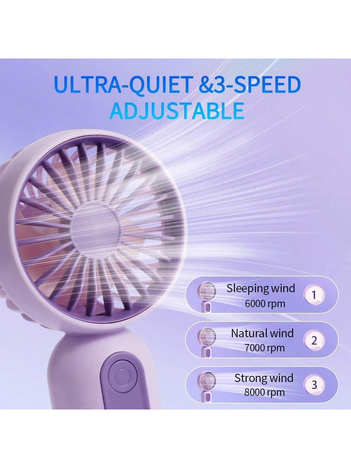 3-Pack Portable Mini Fan Handheld Personal Small Fan With 3-Speed For Travel, USB Rechargeable Battery Operated Eyelash Fan