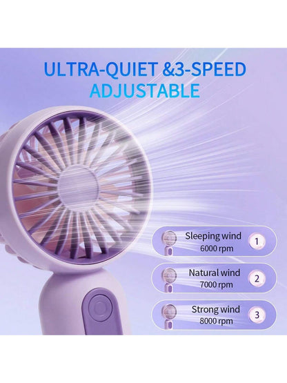 3-Pack Portable Mini Fan Handheld Personal Small Fan With 3-Speed For Travel, USB Rechargeable Battery Operated Eyelash Fan