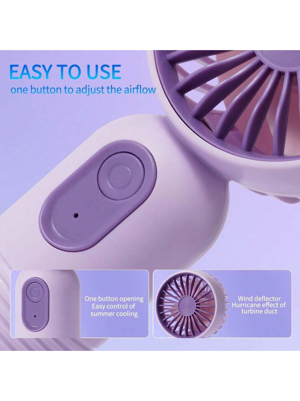 3-Pack Portable Mini Fan Handheld Personal Small Fan With 3-Speed For Travel, USB Rechargeable Battery Operated Eyelash Fan