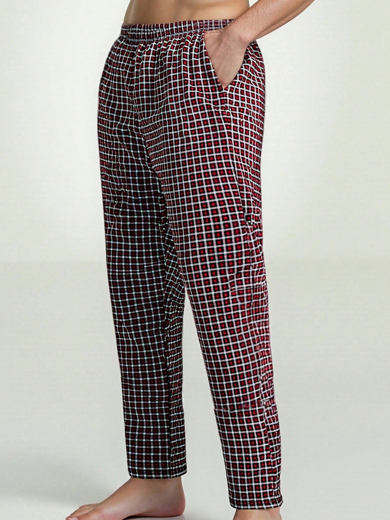 3 Packs Men's Plaid Printed Straight Leg Pajama Pants, Breathable Loose Elastic Waist Sports Pants With Pockets, Multi-Color Fall Winter Casual Set