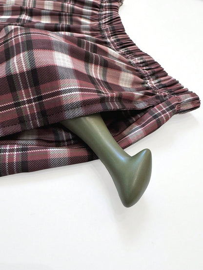 3 Packs Men's Plaid Printed Straight Leg Pajama Pants, Breathable Loose Elastic Waist Sports Pants With Pockets, Multi-Color Fall Winter Casual Set