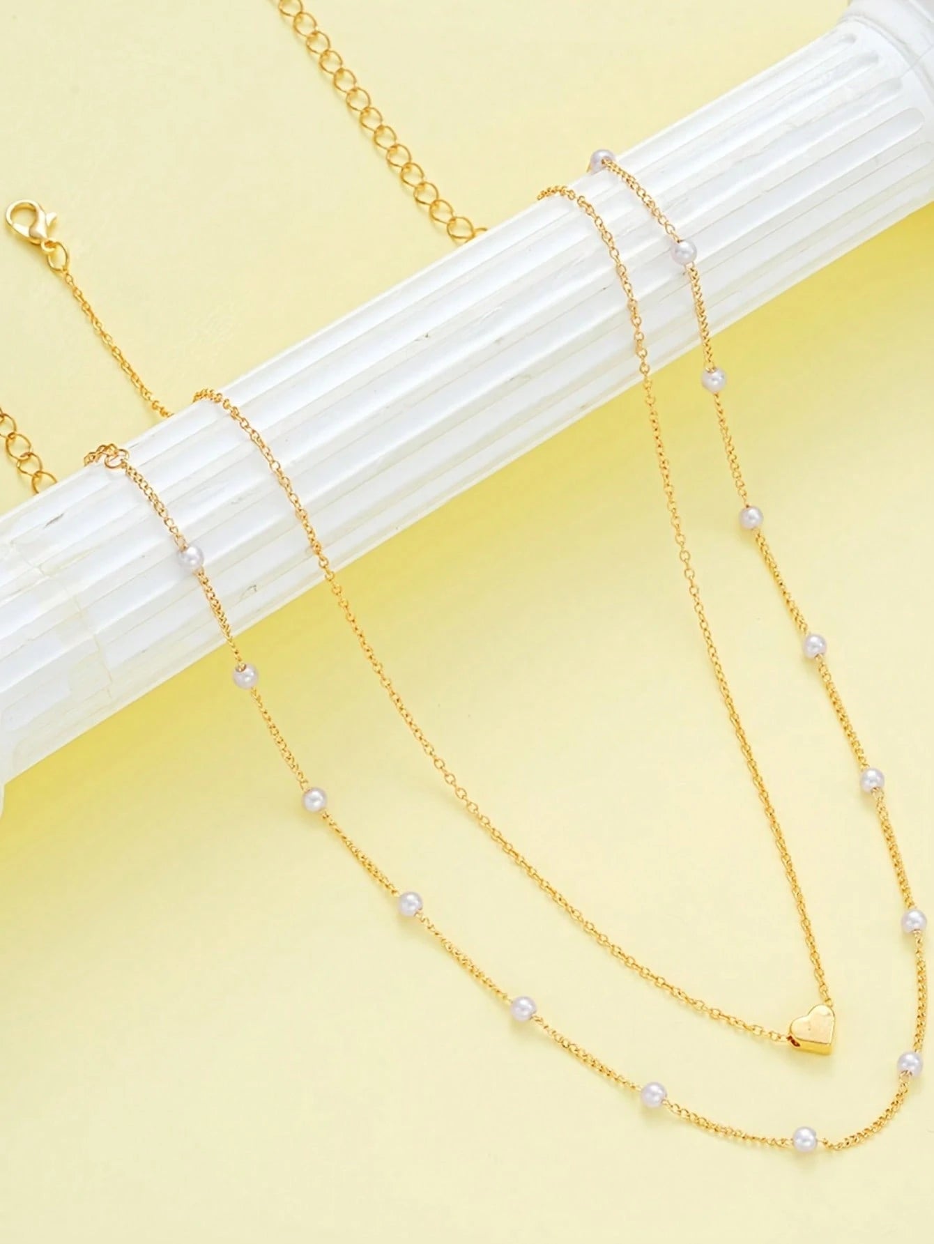 3-Piece Faux Pearl Jewelry Set, Includes Necklace And Bracelet, Suitable For Women's Date, Vacation, Daily Wear, Simple Casual