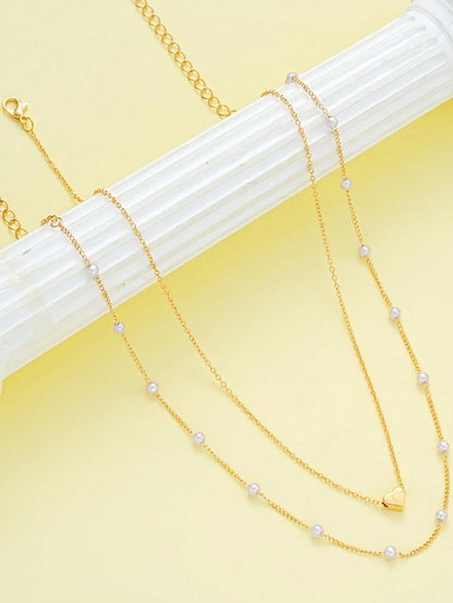 3-Piece Faux Pearl Jewelry Set, Includes Necklace And Bracelet, Suitable For Women's Date, Vacation, Daily Wear, Simple Casual