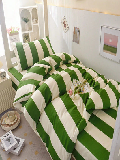 3-Piece Set Minimalist Orange Striped Bedding Duvet Cover Set Queen Size- Ultra Soft Polyester Duvet Cover Series- Lightweight Duvet Cover- Soft Breathable Bedding (Queen, Orange)