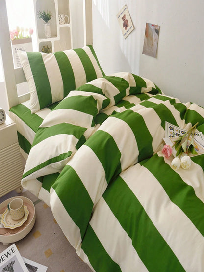 3-Piece Set Minimalist Orange Striped Bedding Duvet Cover Set Queen Size- Ultra Soft Polyester Duvet Cover Series- Lightweight Duvet Cover- Soft Breathable Bedding (Queen, Orange)