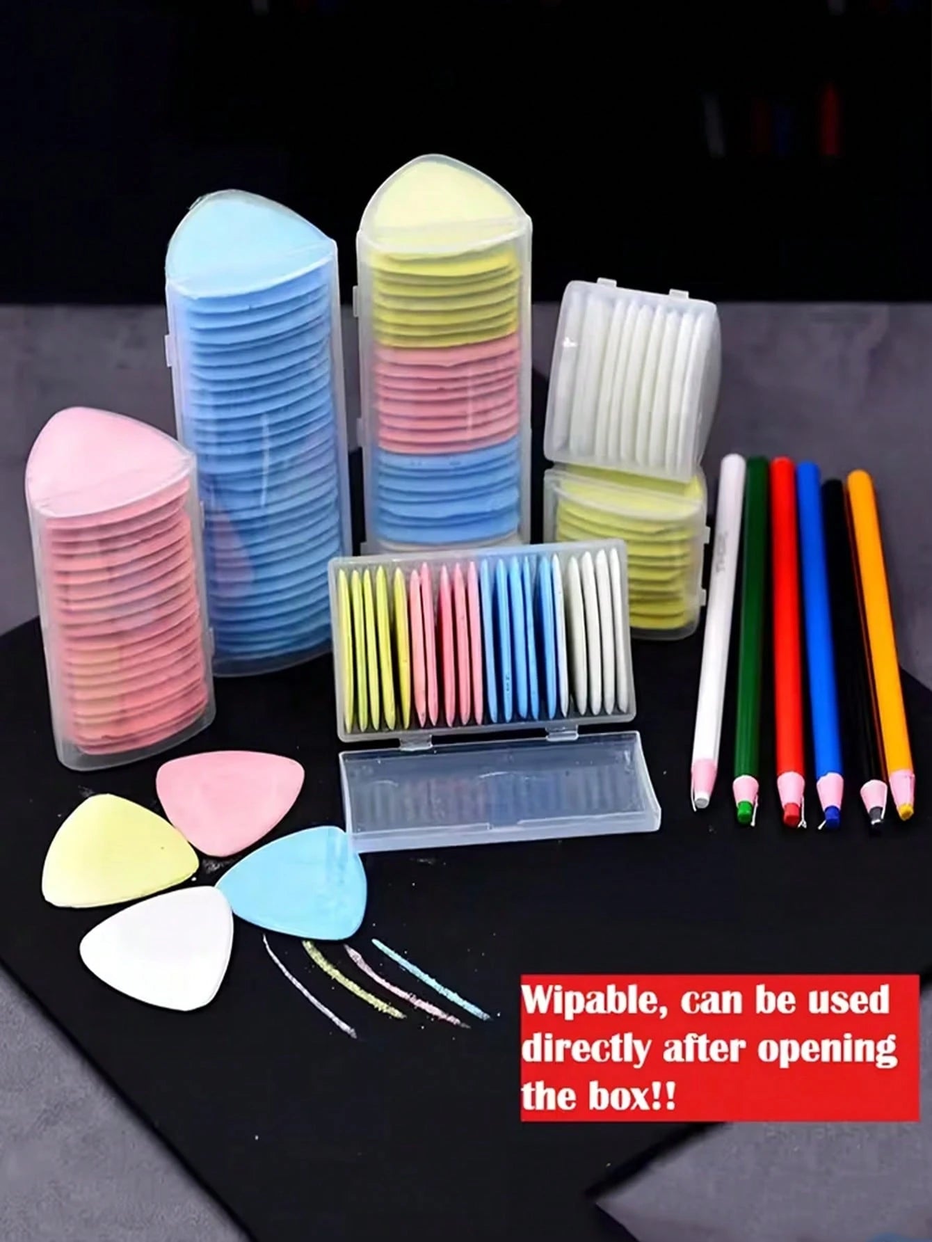 30/20/10pcs Triangle Tailor Chalk Set Sewing Accessories Wipeable Fabric Tailor's Chalk Set Hemming Fabric Marking Pen In For Precision Crafting DIY Crafting Multi-Color Sewing Pattern Marking Tool (P