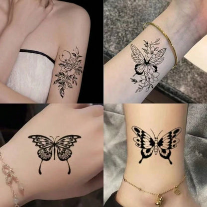 30/5pcs Creative Temporary Tattoo Stickers, Including Butterfly, Floral, Fox, Dolphin, Jellyfish, Wings, Feather Designs, Suitable For Both Men And Women, Waterproof, Can Be Applied On Arms, Face, Fin