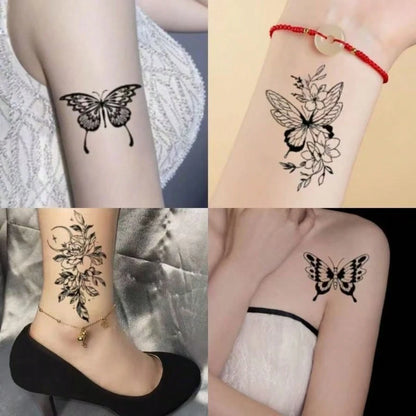 30/5pcs Creative Temporary Tattoo Stickers, Including Butterfly, Floral, Fox, Dolphin, Jellyfish, Wings, Feather Designs, Suitable For Both Men And Women, Waterproof, Can Be Applied On Arms, Face, Fin
