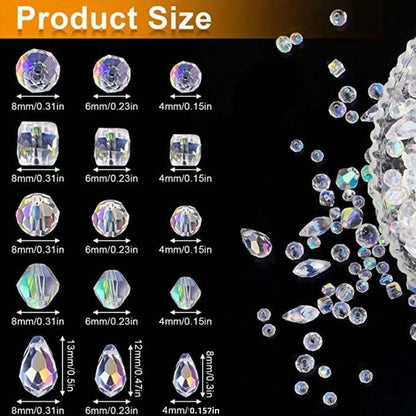 300 Pieces Of Special-Shaped Crystal Glass Beads Mixed Aurora Magic Color Glass Crystal Beads Loose Beads Cut Flat Beads Diy Jewelry Accessories Glass Raindrops Handmade Earrings Necklaces Semi-Finish