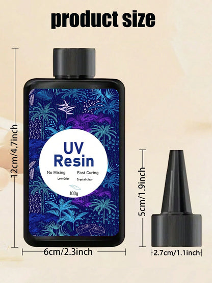 300g/200g/100g Transparent UV Resin, Hard, High Gloss, Fast Curing Epoxy Resin Crystal Kit, Transparent Solar Activated Glue For Jewelry Making