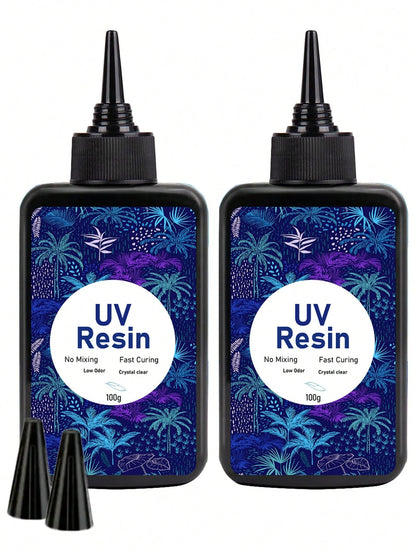 300g/200g/100g Transparent UV Resin, Hard, High Gloss, Fast Curing Epoxy Resin Crystal Kit, Transparent Solar Activated Glue For Jewelry Making