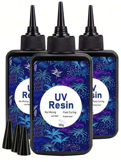 300g/200g/100g Transparent UV Resin, Hard, High Gloss, Fast Curing Epoxy Resin Crystal Kit, Transparent Solar Activated Glue For Jewelry Making