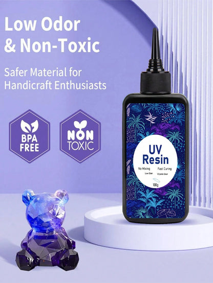 300g/200g/100g Transparent UV Resin, Hard, High Gloss, Fast Curing Epoxy Resin Crystal Kit, Transparent Solar Activated Glue For Jewelry Making