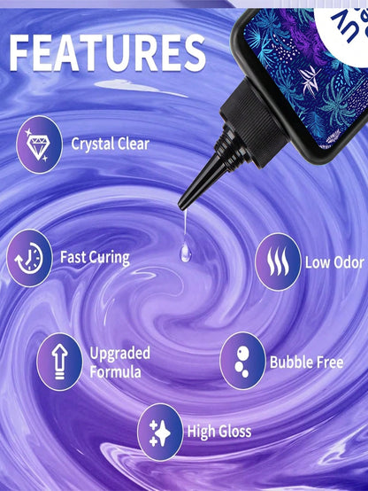 300g/200g/100g Transparent UV Resin, Hard, High Gloss, Fast Curing Epoxy Resin Crystal Kit, Transparent Solar Activated Glue For Jewelry Making