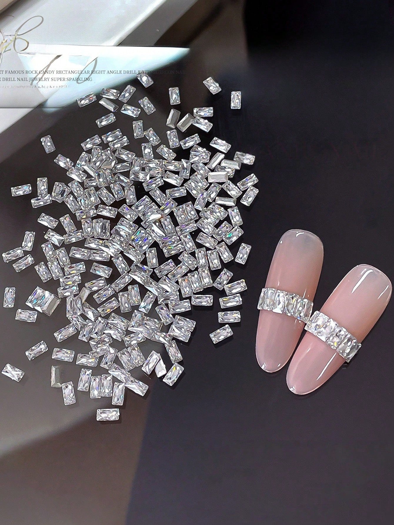 30pcs 2*4 Rectangular Zirconia Nail Art Decorations, Sparkling Champagne Color Rectangular Zirconia, High Quality Nail Rhinestones, 5A Mini Flat Zirconia, Nail Jewelry Diamonds, Nail Decorations, Rhin