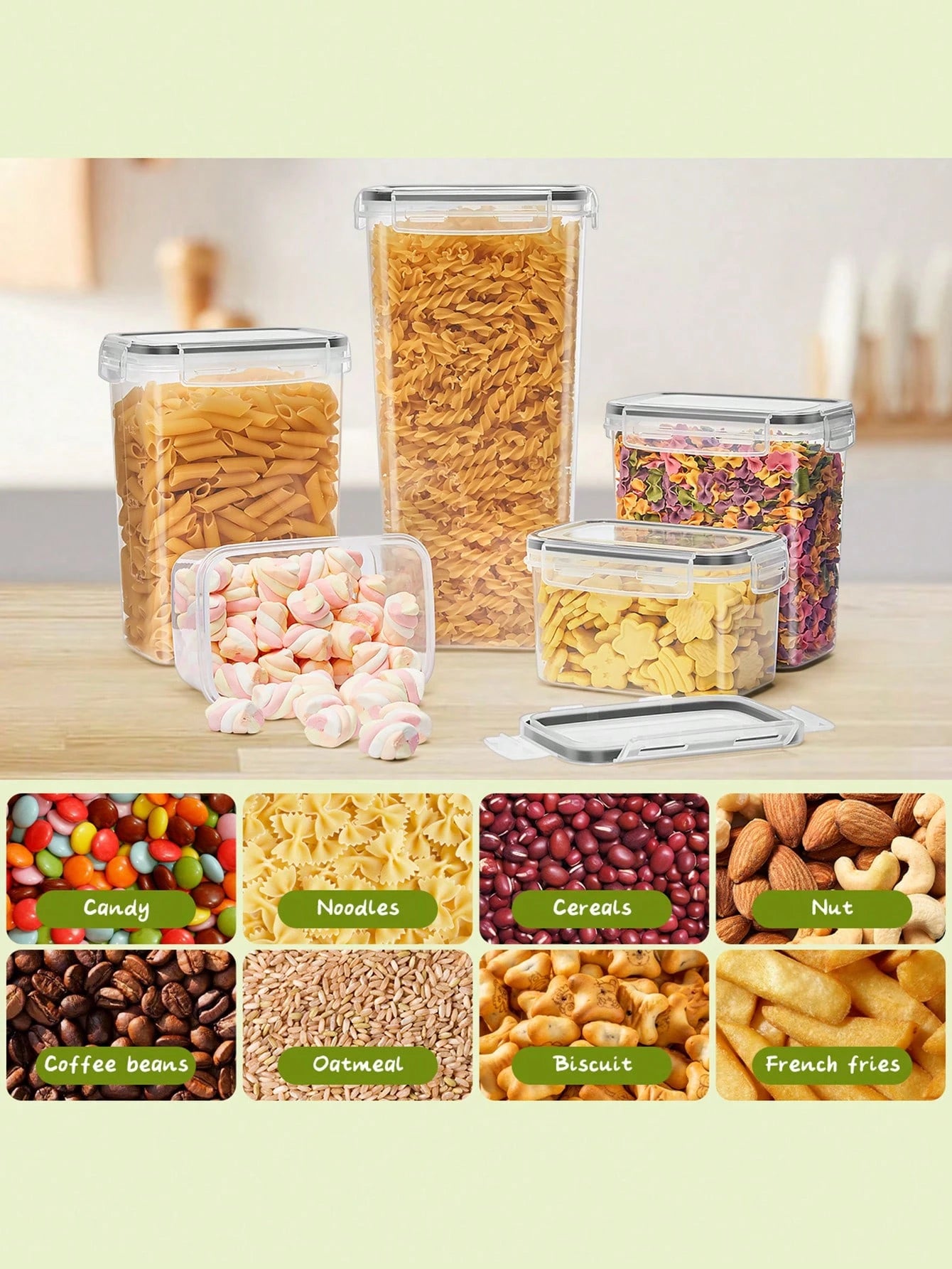 30pcs Large Airtight Food Storage Container Set With Lid, Effective Leak Proof & Keeps Food Dry, RV Kitchen, Refrigerator & Pantry Storage Set For Cereal, Spaghetti, Flour & Sugar,  Without Battery