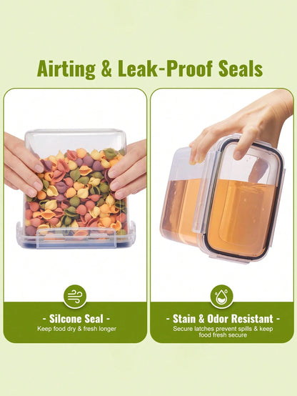 30pcs Large Airtight Food Storage Container Set With Lid, Effective Leak Proof & Keeps Food Dry, RV Kitchen, Refrigerator & Pantry Storage Set For Cereal, Spaghetti, Flour & Sugar,  Without Battery