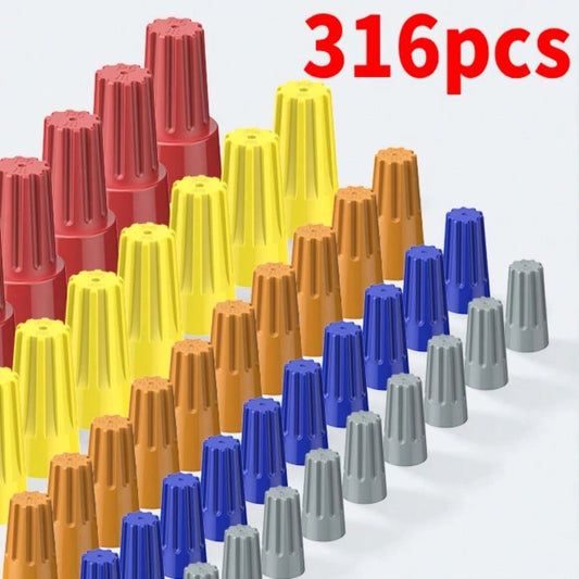316pcs Quick Connect Terminal Set (5 Sizes), Household ElectricaI Equipment Wiring Terminal, Twisted Nut Cover Wire Connection, Very Suitable For Automotive,Home, Industrial Electrical Wirin9