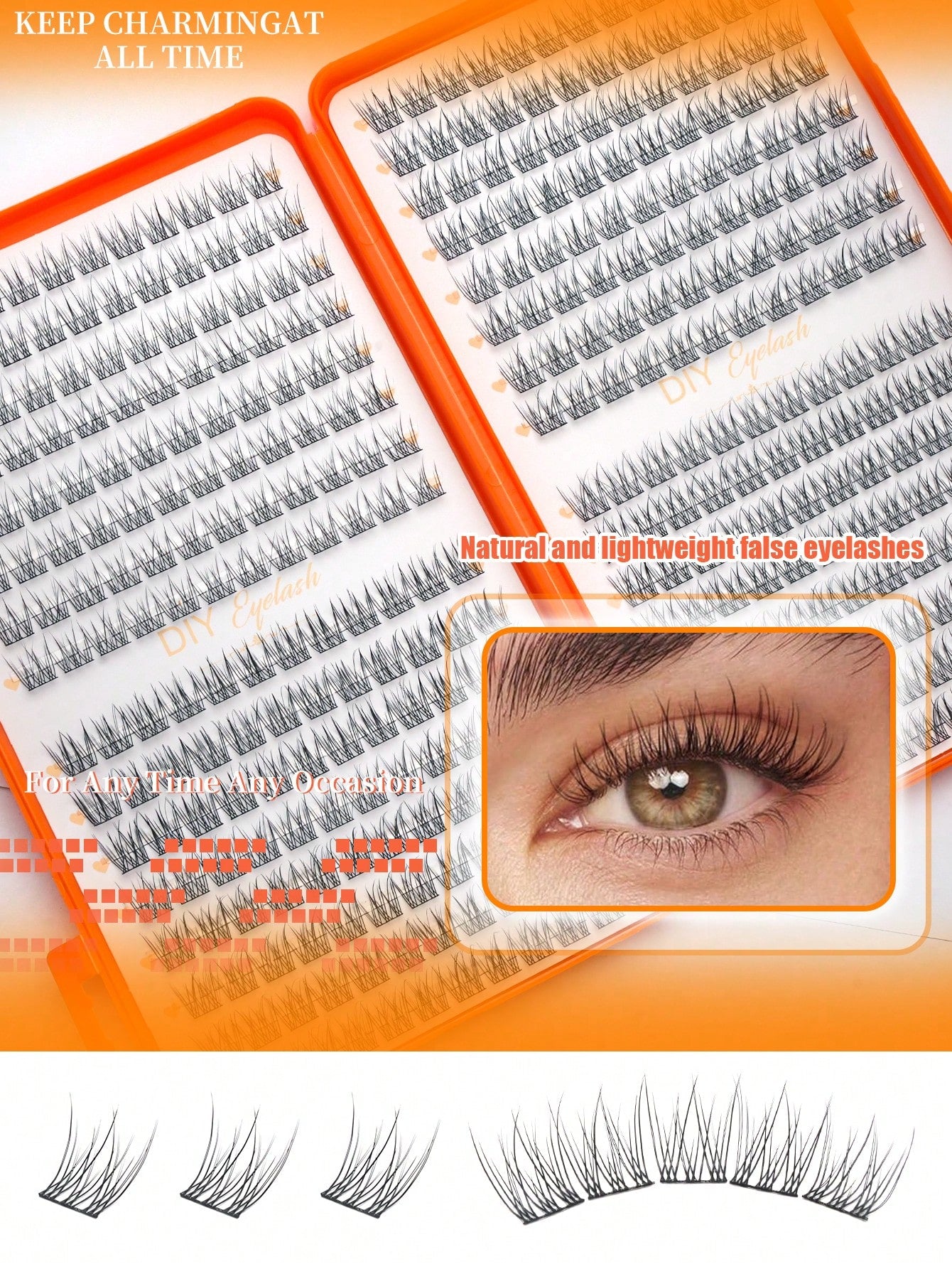 32 Rows/384 Pcs Waterproof Mink Eyelashes, Natural Soft Curl. 10-12mm Mixed 0.07mm C/D Shape Natural Curly Lashes. Lightweight DIY Eyelashes, Suitable For Creating Looks From Natural To Voluminous. Su