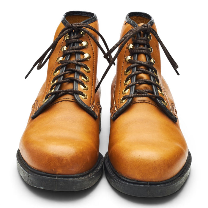 '3368' Tan Brown Leather Steel Toe Boots UK 7 US 8 E