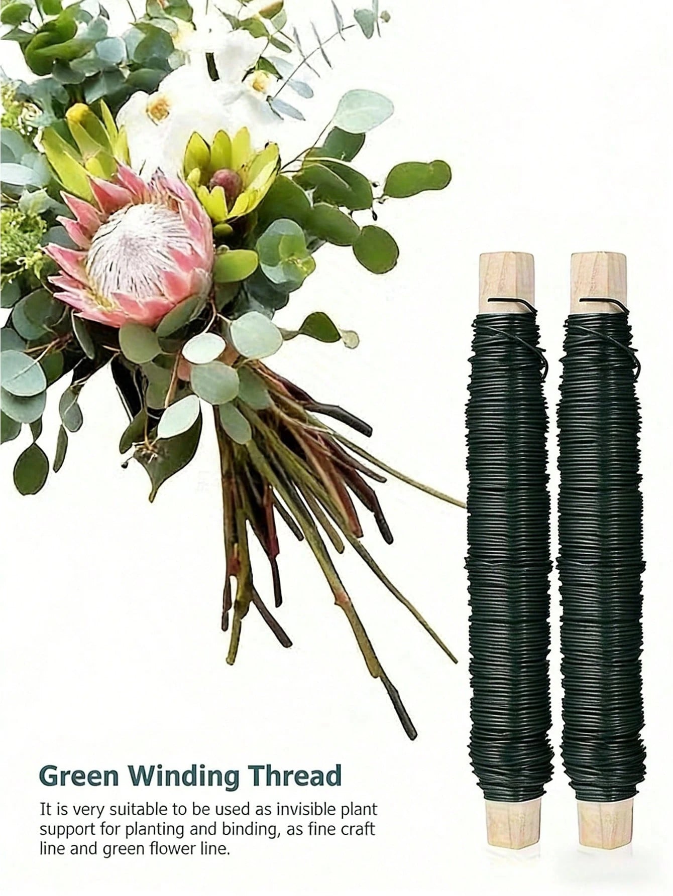 35m Green Metal Binding Wire, Rust-Proof Floral Craft Wire, Flexible Baked Lacquer Coating Reusable, Gardening Floral Arrangement DIY Handmade Christmas Decoration Craft Weaving, Gift For DIY Crafters