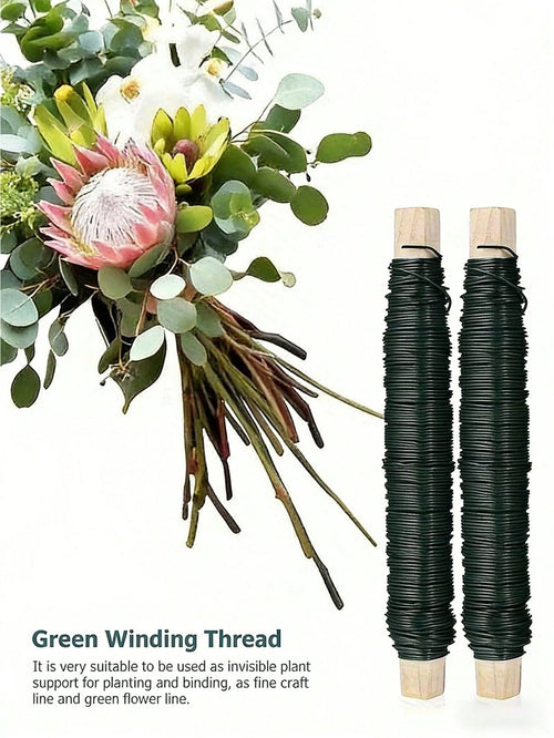 35m Green Metal Binding Wire, Rust-Proof Floral Craft Wire, Flexible Baked Lacquer Coating Reusable, Gardening Floral Arrangement DIY Handmade Christmas Decoration Craft Weaving, Gift For DIY Crafters