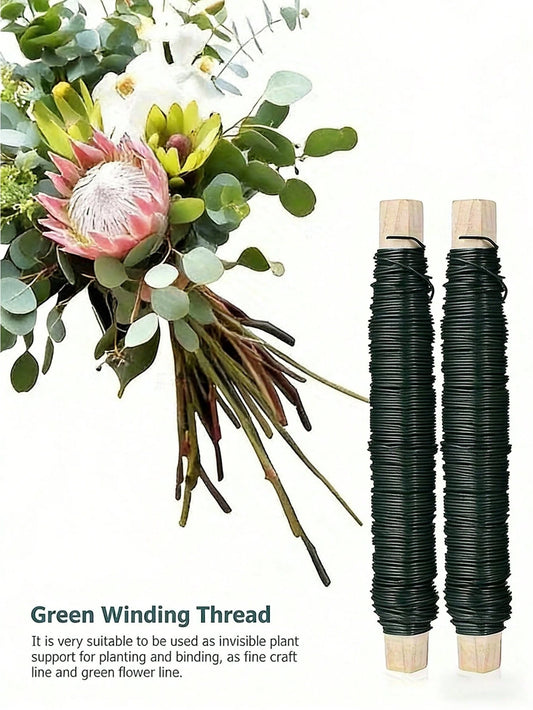 35m Green Metal Binding Wire, Rust-Proof Floral Craft Wire, Flexible Baked Lacquer Coating Reusable, Gardening Floral Arrangement DIY Handmade Christmas Decoration Craft Weaving, Gift For DIY Crafters