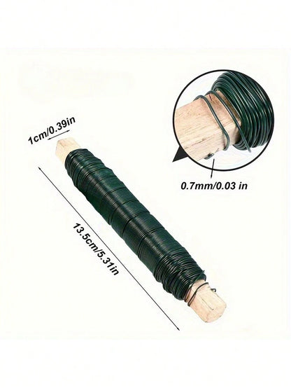 35m Green Metal Binding Wire, Rust-Proof Floral Craft Wire, Flexible Baked Lacquer Coating Reusable, Gardening Floral Arrangement DIY Handmade Christmas Decoration Craft Weaving, Gift For DIY Crafters