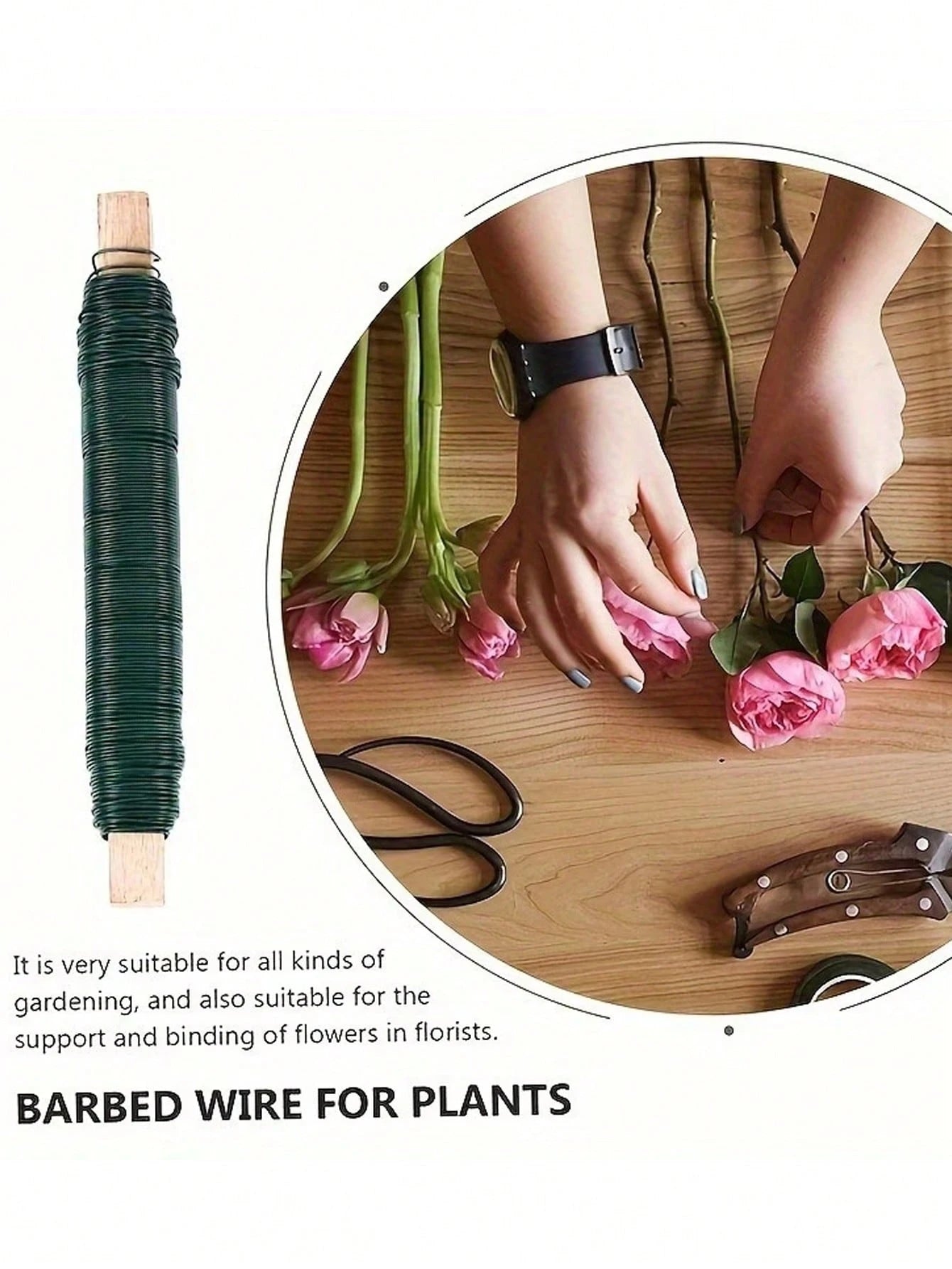35m Green Metal Binding Wire, Rust-Proof Floral Craft Wire, Flexible Baked Lacquer Coating Reusable, Gardening Floral Arrangement DIY Handmade Christmas Decoration Craft Weaving, Gift For DIY Crafters