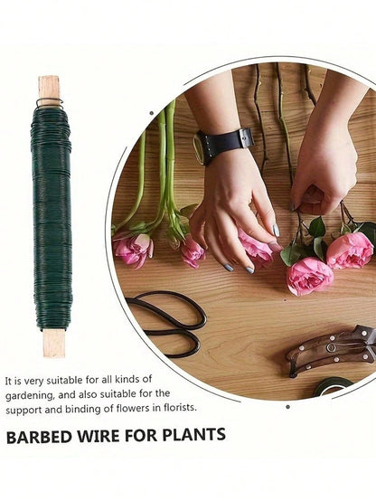 35m Green Metal Binding Wire, Rust-Proof Floral Craft Wire, Flexible Baked Lacquer Coating Reusable, Gardening Floral Arrangement DIY Handmade Christmas Decoration Craft Weaving, Gift For DIY Crafters
