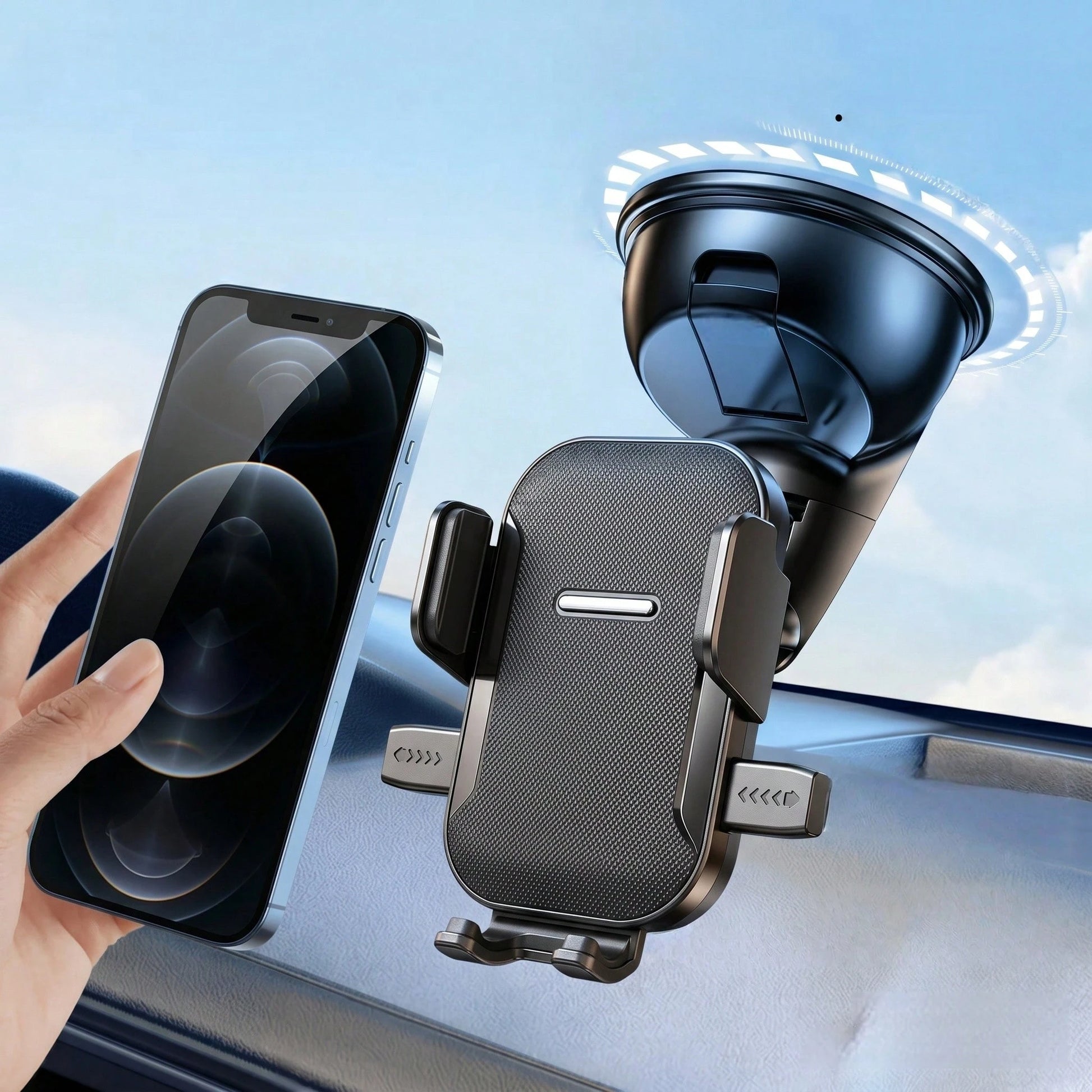 360° Adjustable Suction Cup Car Phone Holder, Compatible With Horizontal And Vertical Orientations, Stable Dashboard Navigation Mount, Compact And Stylish| Ultra-Strong Suction| Desktop Phone Stand