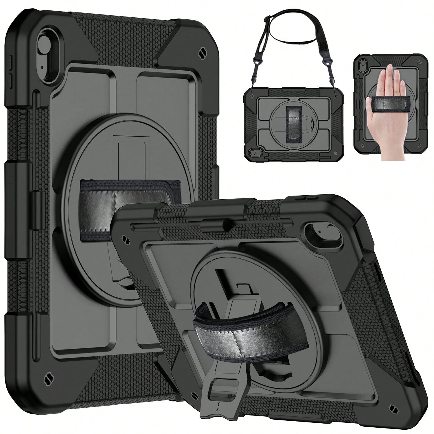360° Rotating Stand Protective Case Suitable For 11th Gen A16/10th Gen 11-Inch, 10.9-Inch, 9th/8th/7th Gen 10.2-Inch, 6th/5th Gen/Air2/Pro 2016 9.7-Inch, And Galaxy Tab A11+/A11 Plus/A9+/A9 Plus 11-In