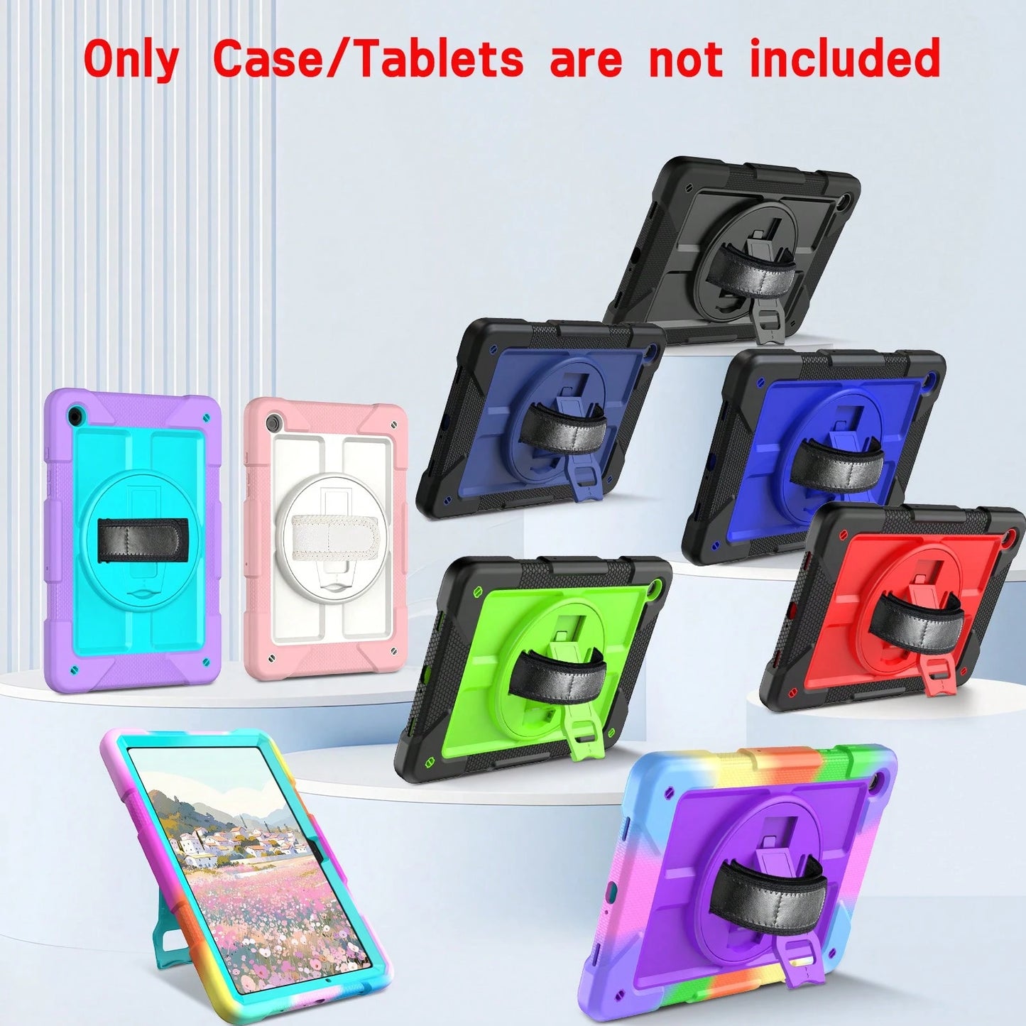 360° Rotating Stand Protective Case Suitable For 11th Gen A16/10th Gen 11-Inch, 10.9-Inch, 9th/8th/7th Gen 10.2-Inch, 6th/5th Gen/Air2/Pro 2016 9.7-Inch, And Galaxy Tab A11+/A11 Plus/A9+/A9 Plus 11-In