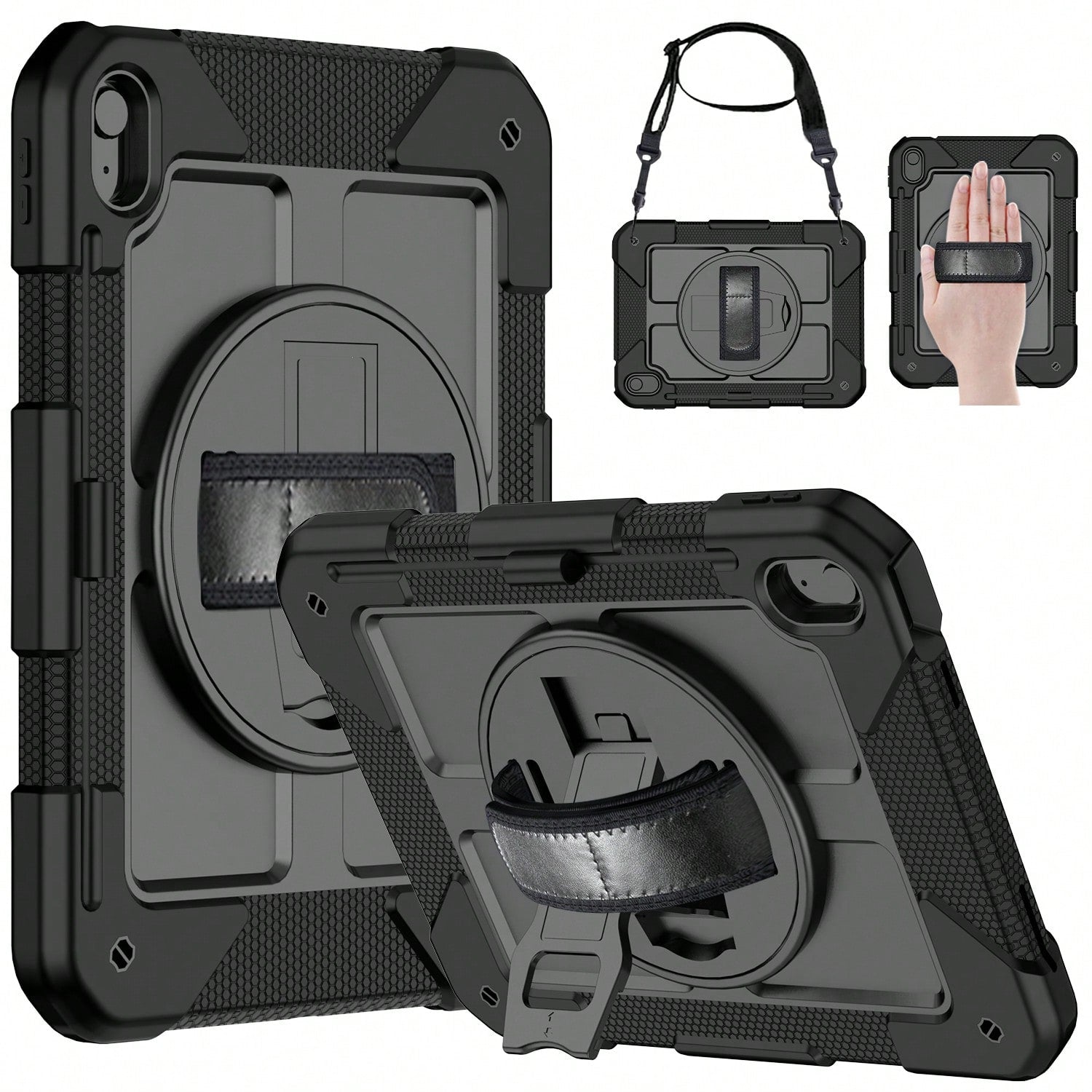 360° Rotating Stand Protective Case Suitable For 11th Gen A16/10th Gen 11-Inch, 10.9-Inch, 9th/8th/7th Gen 10.2-Inch, 6th/5th Gen/Air2/Pro 2016 9.7-Inch, And Galaxy Tab A11+/A11 Plus/A9+/A9 Plus 11-In
