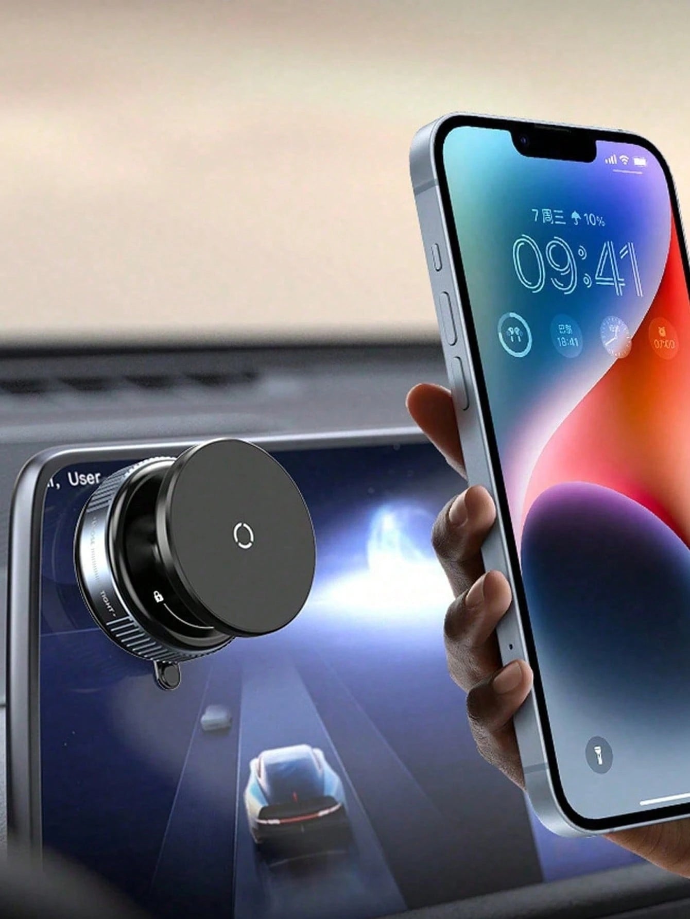 360° Rotating Universal Vacuum Suction Cup Phone Holder- Strong Fixation, 7kg Load Capacity, Suitable For Navigation, N52 Magnet For Stable Performance, Adjustable Angle, Compact Design, Fits Large P