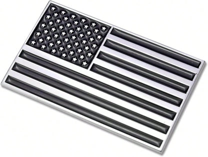 3D Black American Flag Metal Car Sticker, 3.15" X 2" USA Flag Decal, Zinc Alloy Emblem For Truck, Car, Motocycle, Boat (Black)