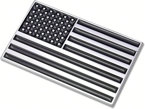 3D Black American Flag Metal Car Sticker, 3.15" X 2" USA Flag Decal, Zinc Alloy Emblem For Truck, Car, Motocycle, Boat (Black)