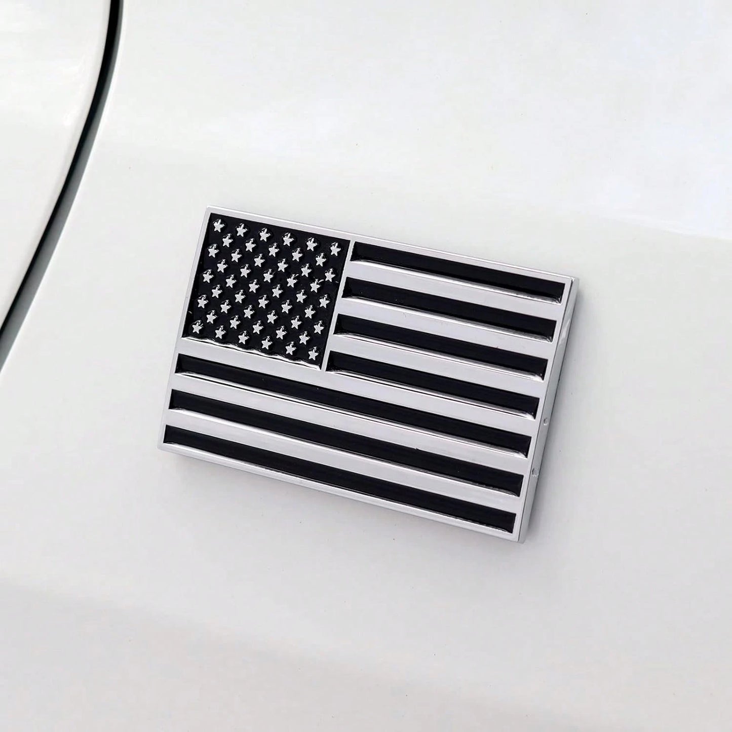 3D Black American Flag Metal Car Sticker, 3.15" X 2" USA Flag Decal, Zinc Alloy Emblem For Truck, Car, Motocycle, Boat (Black)
