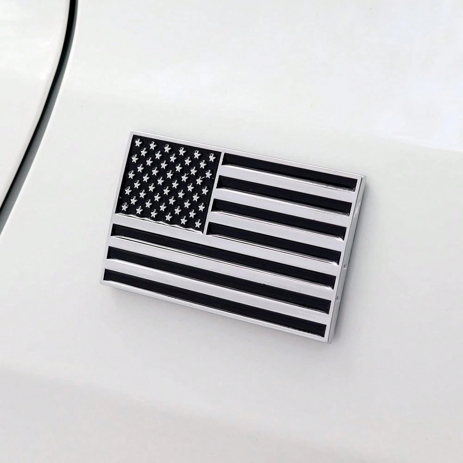 3D Black American Flag Metal Car Sticker, 3.15" X 2" USA Flag Decal, Zinc Alloy Emblem For Truck, Car, Motocycle, Boat (Black)