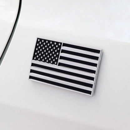 3D Black American Flag Metal Car Sticker, 3.15" X 2" USA Flag Decal, Zinc Alloy Emblem For Truck, Car, Motocycle, Boat (Black)