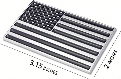 3D Black American Flag Metal Car Sticker, 3.15" X 2" USA Flag Decal, Zinc Alloy Emblem For Truck, Car, Motocycle, Boat (Black)