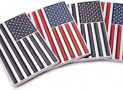 3D Black American Flag Metal Car Sticker, 3.15" X 2" USA Flag Decal, Zinc Alloy Emblem For Truck, Car, Motocycle, Boat (Black)