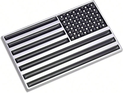 3D Black American Flag Metal Car Sticker, 3.15" X 2" USA Flag Decal, Zinc Alloy Emblem For Truck, Car, Motocycle, Boat (Black)