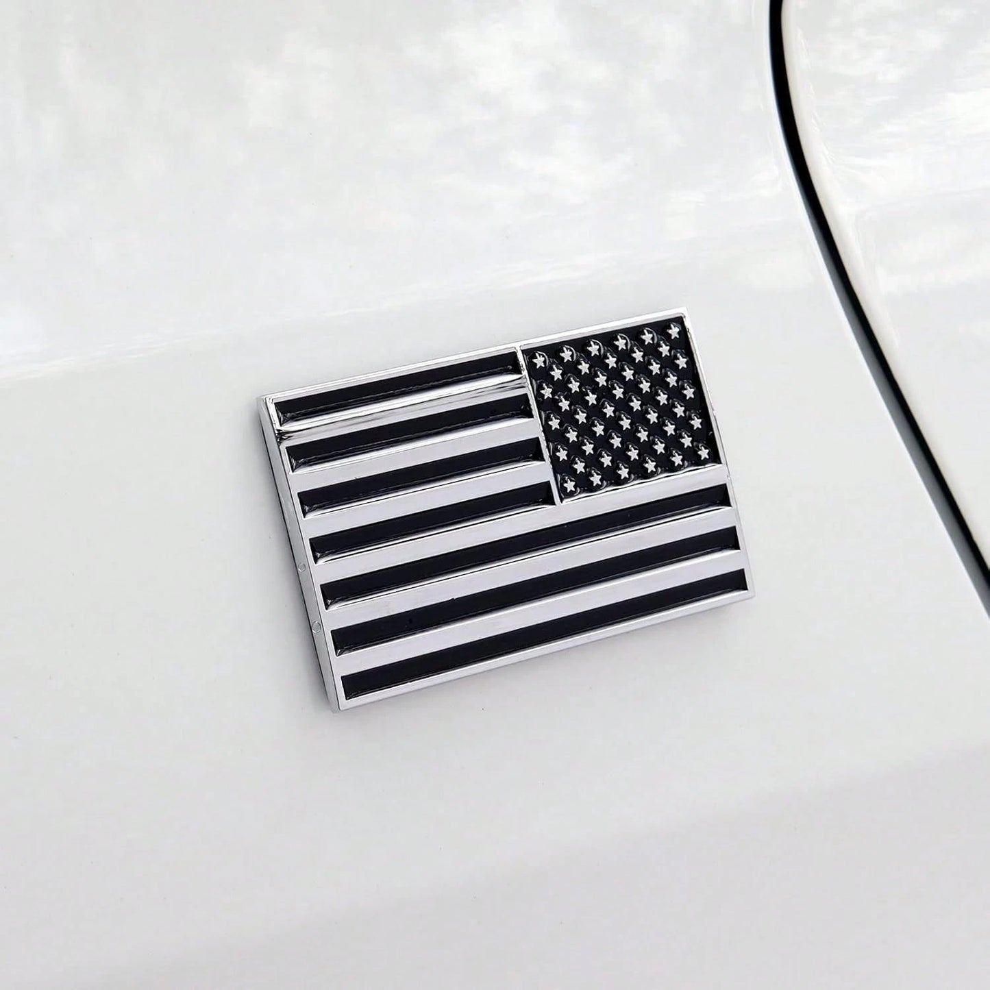 3D Black American Flag Metal Car Sticker, 3.15" X 2" USA Flag Decal, Zinc Alloy Emblem For Truck, Car, Motocycle, Boat (Black)