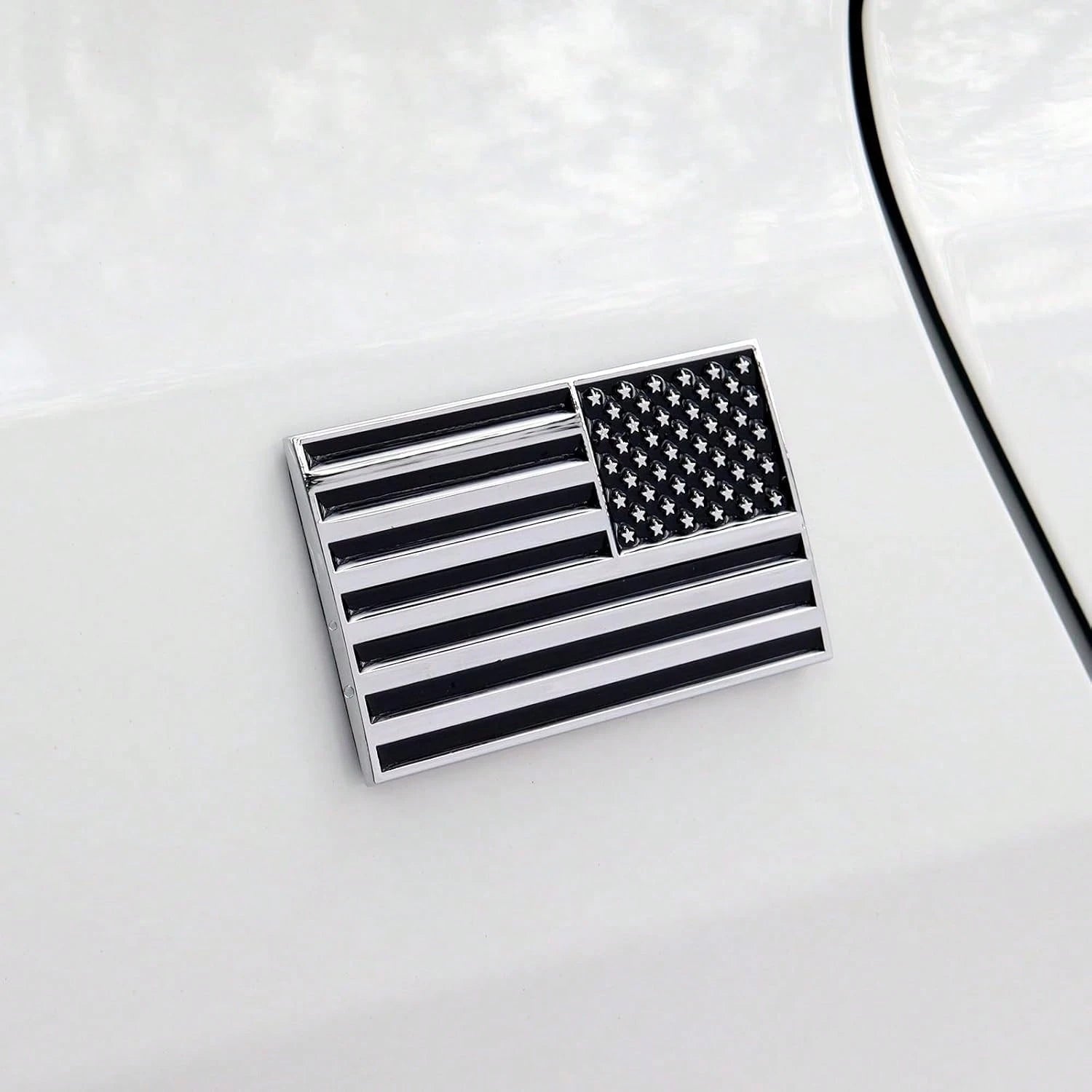 3D Black American Flag Metal Car Sticker, 3.15" X 2" USA Flag Decal, Zinc Alloy Emblem For Truck, Car, Motocycle, Boat (Black)