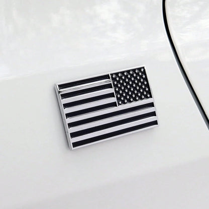 3D Black American Flag Metal Car Sticker, 3.15" X 2" USA Flag Decal, Zinc Alloy Emblem For Truck, Car, Motocycle, Boat (Black)