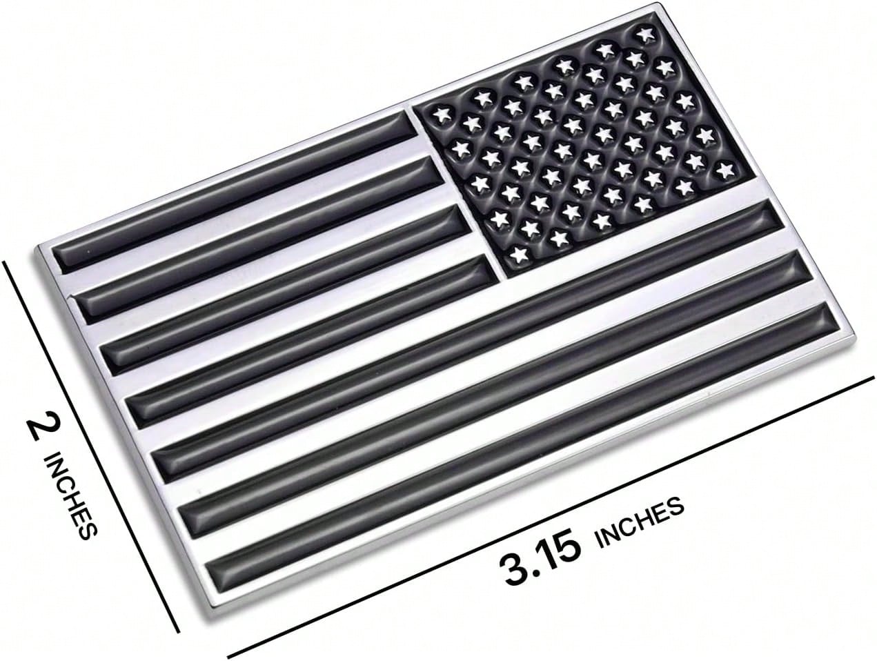 3D Black American Flag Metal Car Sticker, 3.15" X 2" USA Flag Decal, Zinc Alloy Emblem For Truck, Car, Motocycle, Boat (Black)